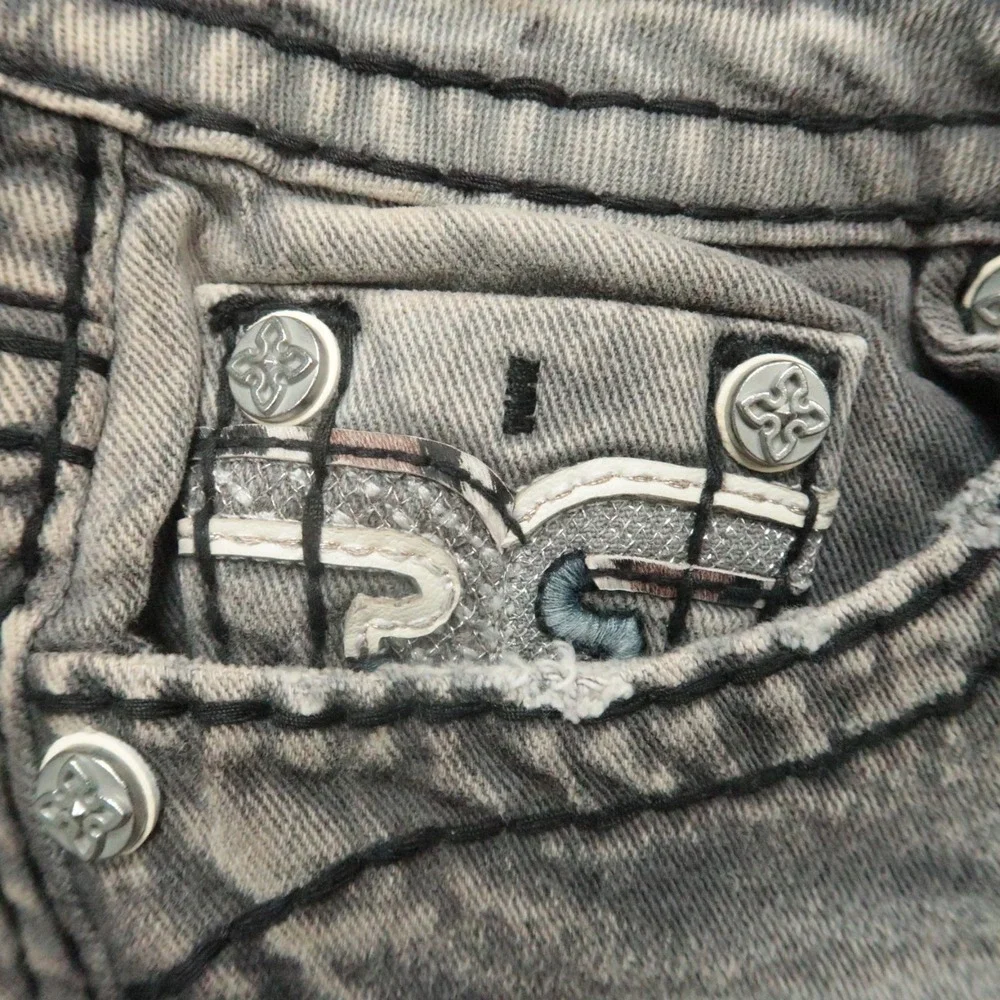 Rock Revival‎ Jeans Womens 26 Gray Brown Tannin Taper Embroidered 28x29